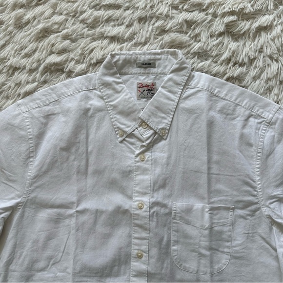Jcrew Men's Short Sleeve Broken In Organic Cotton Oxford Shirt White Size L - Picture 4 of 11